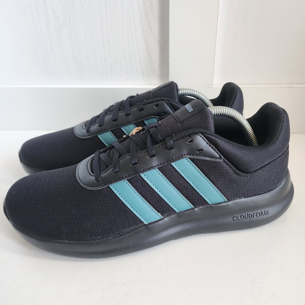 Adidas Lite Racer 4.0 Mens Black Teal Running Shoes Sneakers Size 9.5 US NEW‎